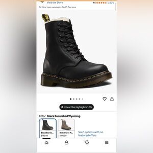 Dr. Martens Black Burnished Wyoming Lace-Up Leather Winter Boots new